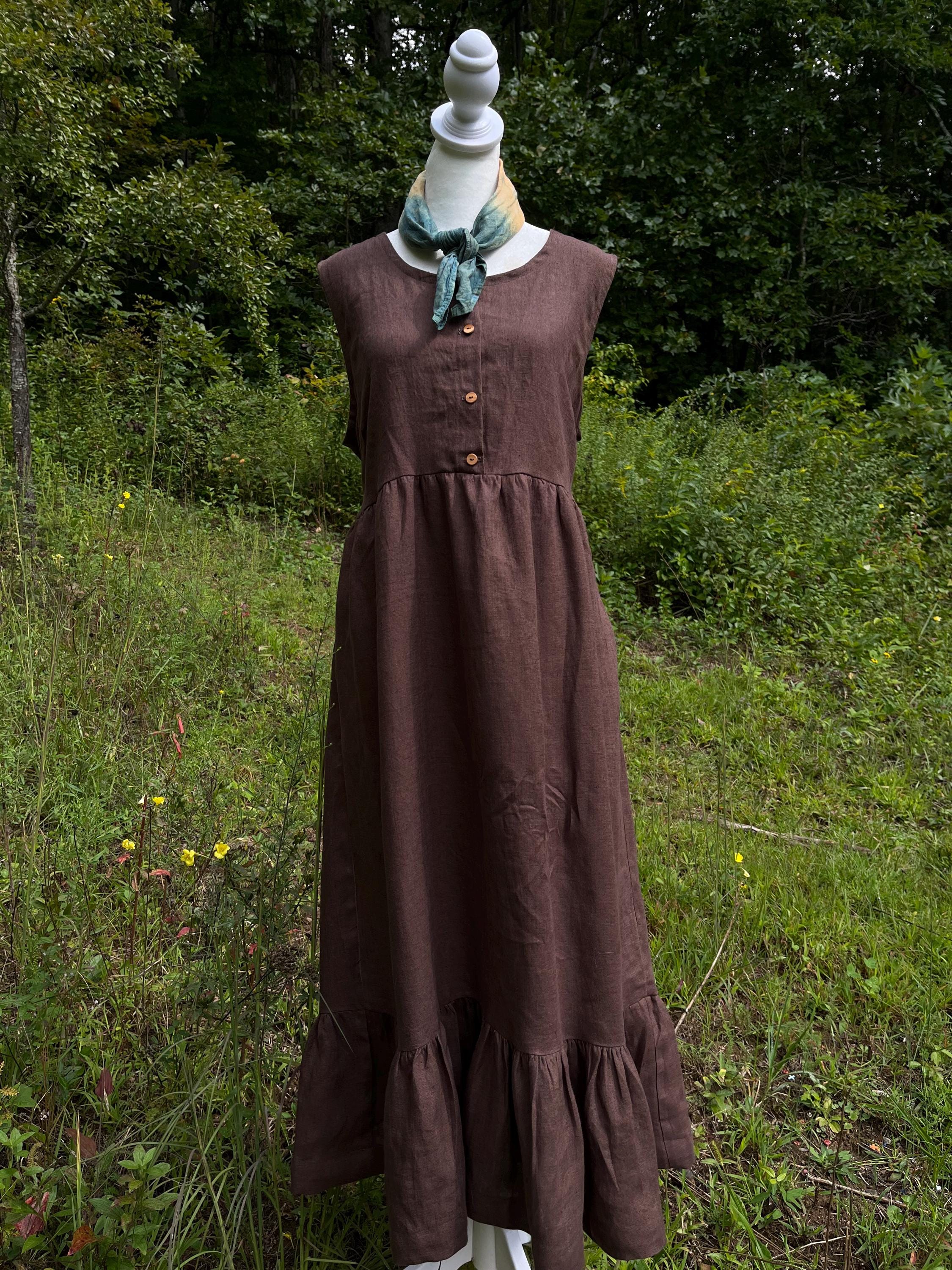 chinese dress ladies MAXI Sleeveless Linen Dress SMOCK main image 0
