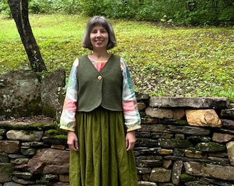 The Trillium Vest - Cropped Boiled Wool Vest With Single Button Closure
