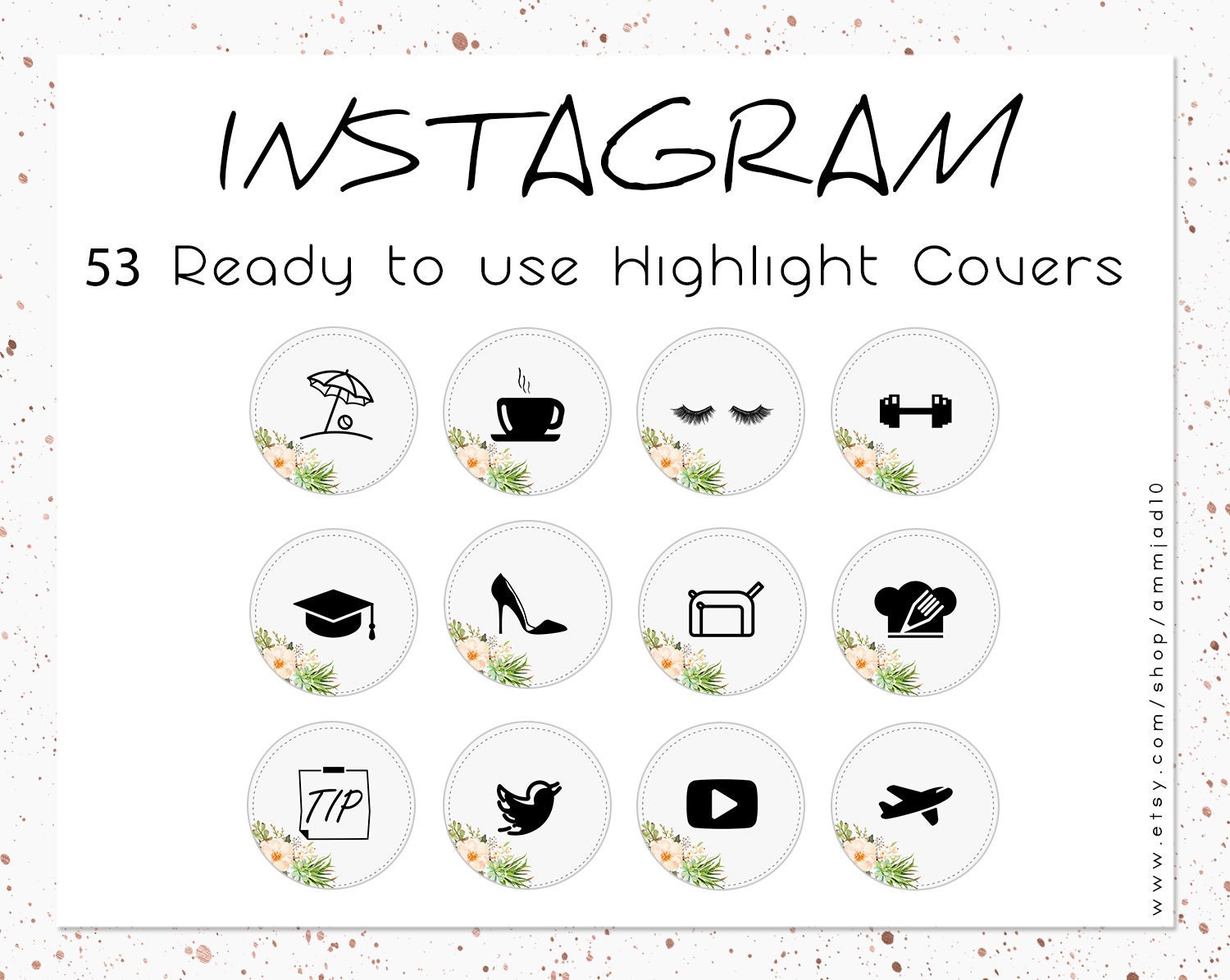 53 Instagram Story Highlight Icon Covers Rose Instagram - Etsy