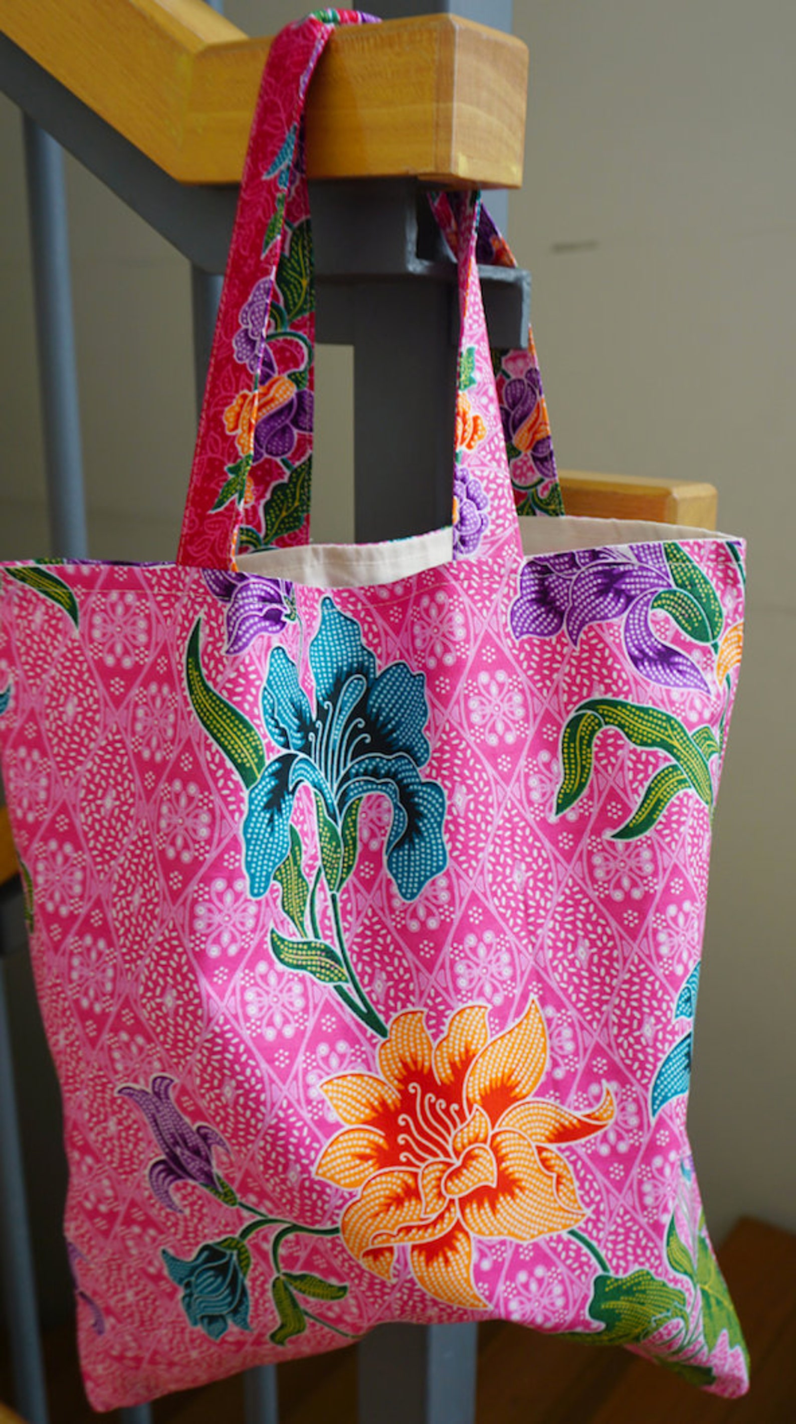 Batik Tote Bag Handmade Colorful TMalaysia Thailand | Etsy