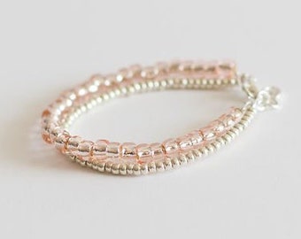 Blush pink and Silver Bracelet - baby jewelry- toddler bracelet-