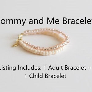 Mommy and Me Pink and Ivory Bracelets - Mother&#39;s Day- Toddler Bracelets- Baby Jewelry - Infant Bracelet