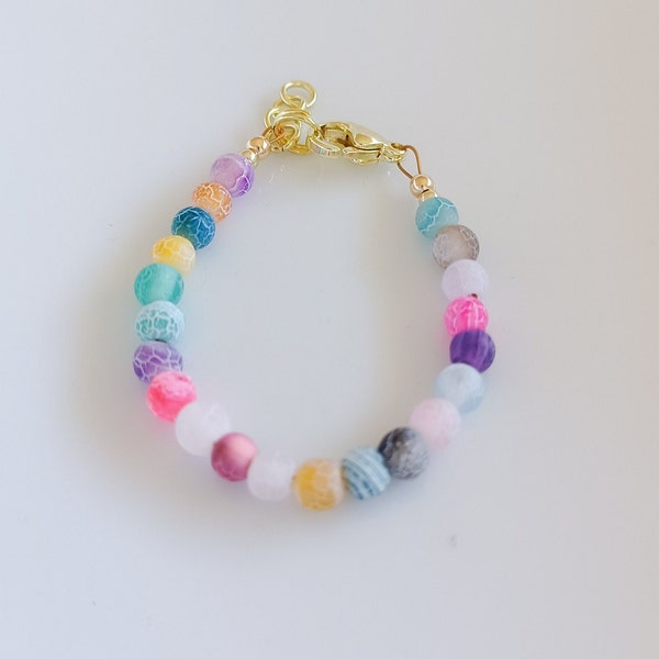 Rainbow Crackle Bracelet - Toddler Bracelet- Baby bracelet for girls