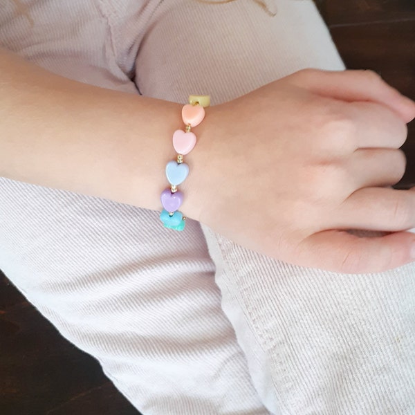 Rainbow Hearts Bracelet - Valentine's Day Bracelet - Toddler bracelet - Baby Bracelet