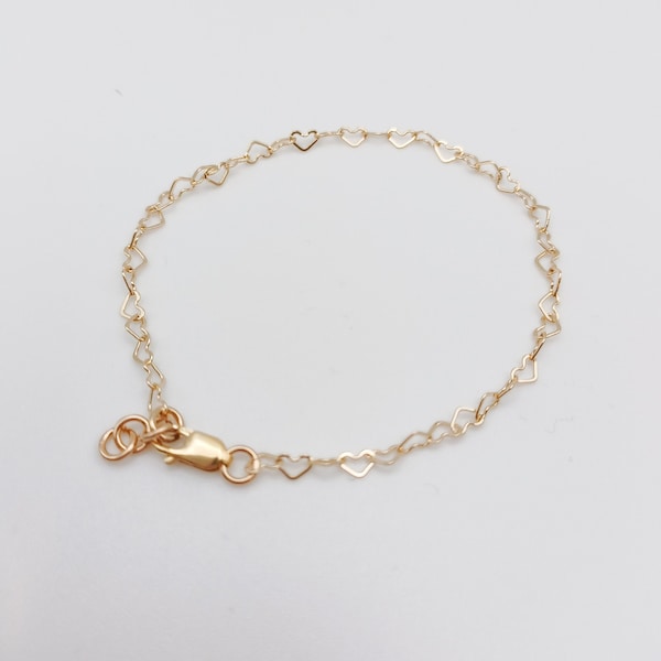 Dainty Hearts- Toddler Bracelet- Gold filled- Infant Bracelet for girls
