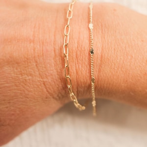 14K Gold Filled Dainty Heart Chain Bracelet or Necklace | Minimal Everyday Gold | Lightweight Layering Jewelry | Gift for Her Valentines image 2