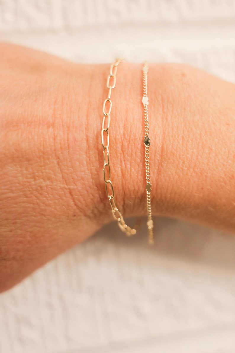 14K Gold Filled Dainty Heart Chain Bracelet or Necklace | Minimal Everyday Gold | Lightweight Layering Jewelry | Gift for Her Valentines image 2