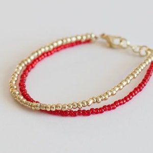 Red and Gold Bracelet- Baby jewelry- Toddler Bracelet - Holiday Bracelet