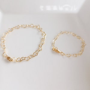 Mommy and Me Gold Filled Heart Chain- Toddler Bracelets- Baby Jewelry - Infant Bracelet- Baby Bracelet for Girls