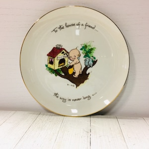 Vintage KEWPIE 1973 Collector&#39;s Edition Porcelain Plate &quot;To the house of a friend...The way is never long&quot; Original Package Rose O&#39;Neill