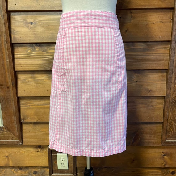 Vintage 1960s Pink Gingham Apron: Mid Century Farmhouse Kitchen