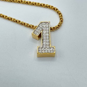 Vintage Swarovski Crystal #1 Number One Necklace Swarovski Necklace Goldtone Signed Swan Logo