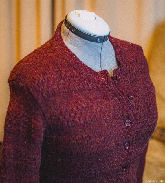 American Eagle Burgundy Knitted Wool Cardigan Swea