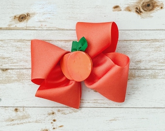 Summer Peach Hair Bow, Fruit Hair Bow, orange hair bow, boutique hair bow, peaches hair clip, such a peach party bow, peaches cream bow