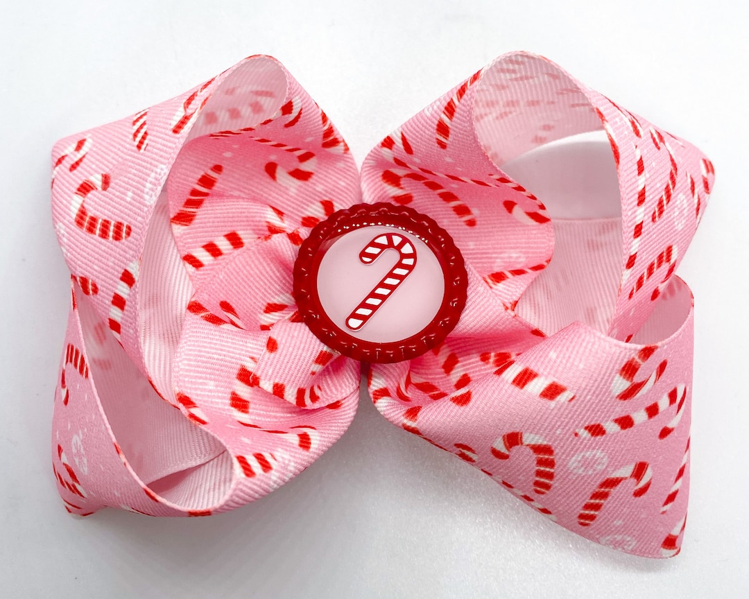 Candy Cane Hair Bow Christmas Candy Bow Pink Christmas Hair Bow Holiday