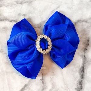 Royal Blau Festzug Haarschleife, Strass Haarschleife, Fancy Kobalt Schleife, Blauer Glitz Haarschmuck, Over the top blaue Schleife, elegante Schleife