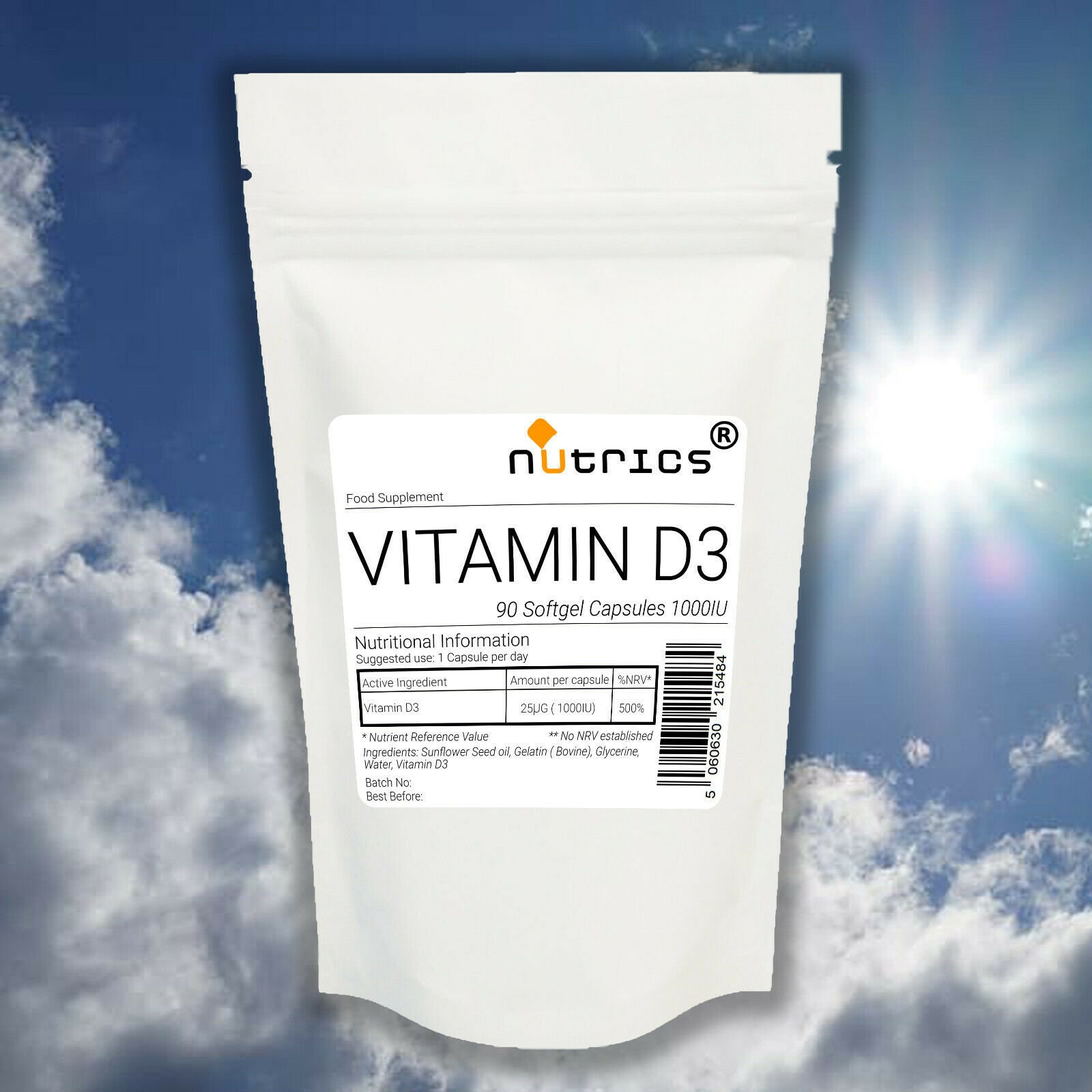 Nutrics® 1000IU Vitamin D3 Soft Gel Capsules Etsy UK
