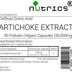 Nutrics® 30,000mg ARTICHOKE EXTRACT 100%Pure Strong V Capsules One A Day image 2