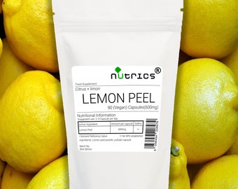 Nutrics® 600mg Lemon Peel 100% Pure 90 V Capsules (1 Month Supply) - Citrus x Limon - Suitable for Vegan Vegetarian Halal & Kosher