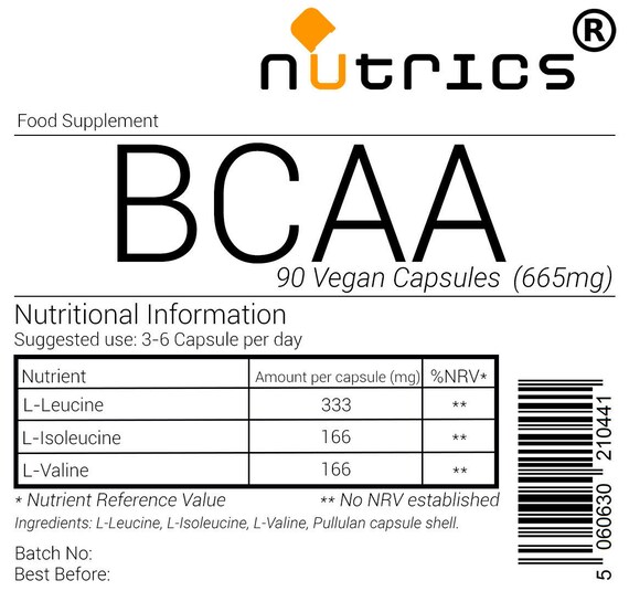 Nutrics® 665mg BCAA Branched Chain Amino Acids Vegan Capsules Etsy