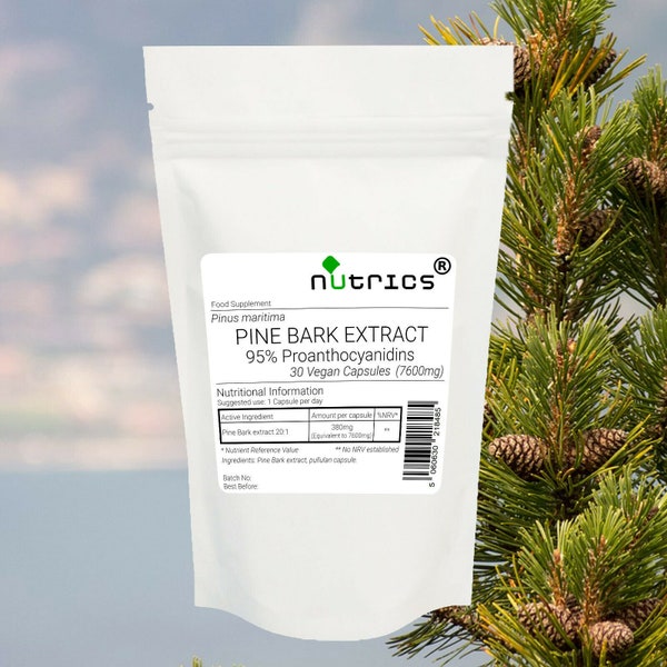 Nutrics® 7600mg PINE BARK EXTRACT 95% Proanthocyanidins Strong V Capsules