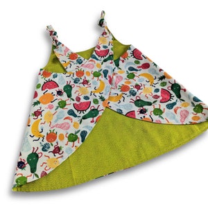 Children's Cotton Reversible Apron, cross back mobius style, bright and colourful fruit design Small 1-2, Medium 2-4, Large 4-6 years image 6