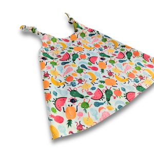 Children's Cotton Reversible Apron, cross back mobius style, bright and colourful fruit design Small 1-2, Medium 2-4, Large 4-6 years image 5