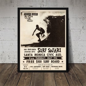 1959 SURF SAFARI Movie Poster - Digital Download, Printable Art, Vintage Surfing Poster, Retro Surf Poster, Surfing Print