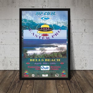 1993 RIP CURL BELL&#39;S Surfing Competition Print - Digital Download, Printable Art, Vintage Surfing Poster, Retro Surf Poster, Surfing Print