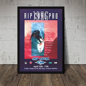 1995 RIP CURL PRO Bell&#39;s Beach Surfing Competition Print - Digital Download, Printable Art, Vintage Surfing Poster, Retro Surf Poster, Surf