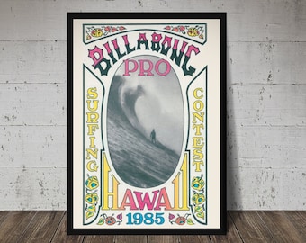 1985 BILLABONG PRO Print - Digital Download, Printable Art, Vintage Surfing Poster, Retro Surf Poster, Surfing Print