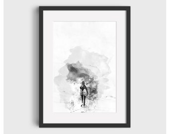 Vintage Surfer Girl Watercolor Print – Retro Surf Art (Digital Download)