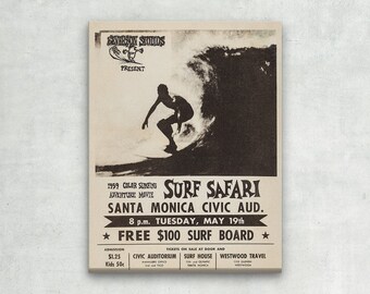 1959 Surf Safari Movie Poster – Vintage Surfing Canvas Print, Retro Beach Decor