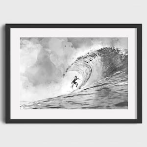 Pintura de acuarela SURFER - Descarga digital, Arte imprimible, Cartel de surf vintage, Cartel de surf retro, Impresión de surf, Acuarela de surf