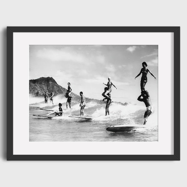VINTAGE SURFING Foto - digitaler Download, druckbare Kunst, schwarz & weiß Surf Foto, Vintage Surfen Poster, Surf Poster, Surfen Print