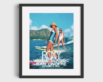 ROXY Surfing Competition Print - Vintage Surfing Poster, Retro