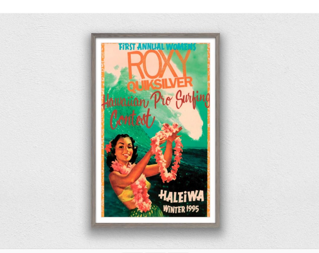 1995 ROXY QUIKSILVER HAWAII Pro Surfing Competition Print - Digital Download, Printable Art, Vintage Surfing Poster, Retro Surf Poster, Surf