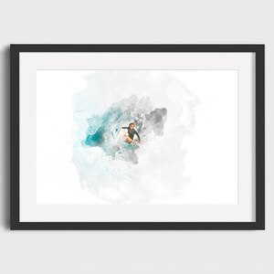 SURFER GIRL aquarelverf - digitale download, afdrukbare kunst, vintage surfposter, retro surfposter, surfprint, surfaquarel