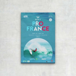WRAPPED CANVAS - 2014 ROXY Pro France Surfing Competition Print - Surfing Poster