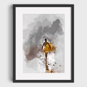 Pintura de acuarela SURFER - Descarga digital, Arte imprimible, Cartel de surf vintage, Cartel de surf retro, Impresión de surf, Acuarela de surf
