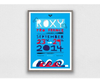 Roxy Pro France 2014 Surfing Competition Print – Vintage Retro Surf Poster (Digital Download)