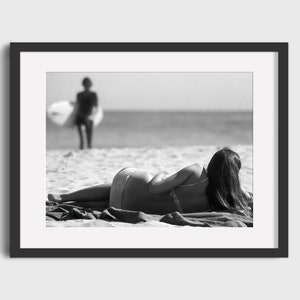 VINTAGE SURFING Photo - Black & White Surf Photo, Surfer Girls, Surfing print, Surfing Wall Art, Surfing decor