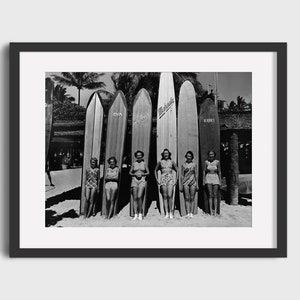 VINTAGE SURFING Photo - Black & White Surf Photo, Surfer Girls, Surfing print, Surfing Wall Art, Surfing decor