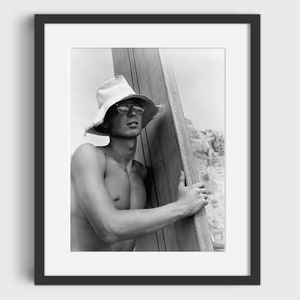 VINTAGE SURFING Photo - Digital Download, Printable Art, Black & White Surf Photo, Vintage Surfing Poster, Surf Poster, Surfing Print