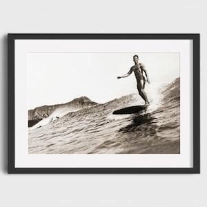 VINTAGE SURFING Photo - Digital Download, Printable Art, Black & White Surf Photo, Vintage Surfing Poster, Surf Poster, Surfing Print