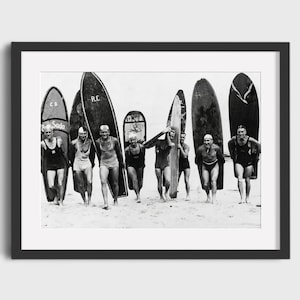 VINTAGE SURFING Photo - Digital Download, Printable Art, Black & White Surf Photo, Vintage Surfing Poster, Retro Surf Poster, Surfing Print