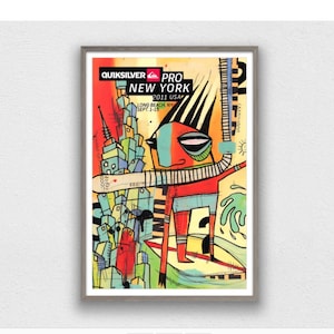 2011 QUIKSILVER PRO New York Surfing Competition Print - Descarga digital, Arte imprimible, Póster de surf vintage, Póster de surf retro