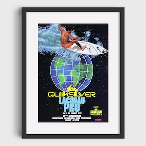 Impressão da competição de surf vintage QUIKSILVER 1989 - download digital, arte para impressão, pôster de surf vintage, pôster de surf retrô