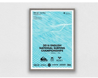 2016 ENGLISH NATIONAL SURFING Tournament Poster - Surfing Print