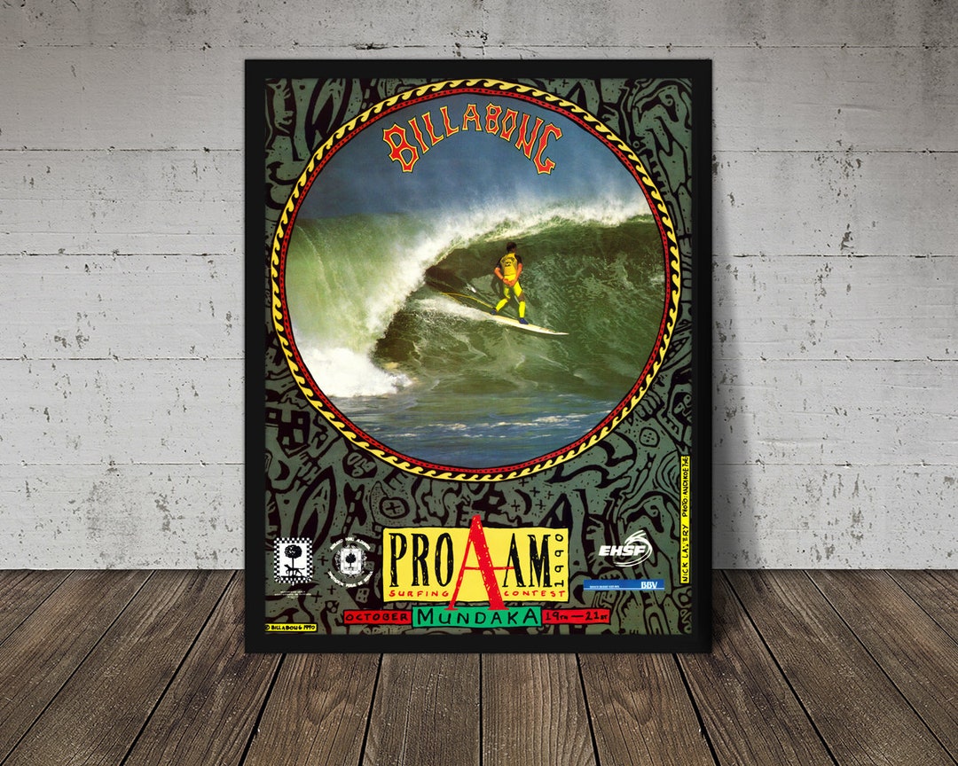 DEAD SURF ポスター G. Kremer vintage 1990 BILLABONG PRO AM Surfing Competition Print - Vintage